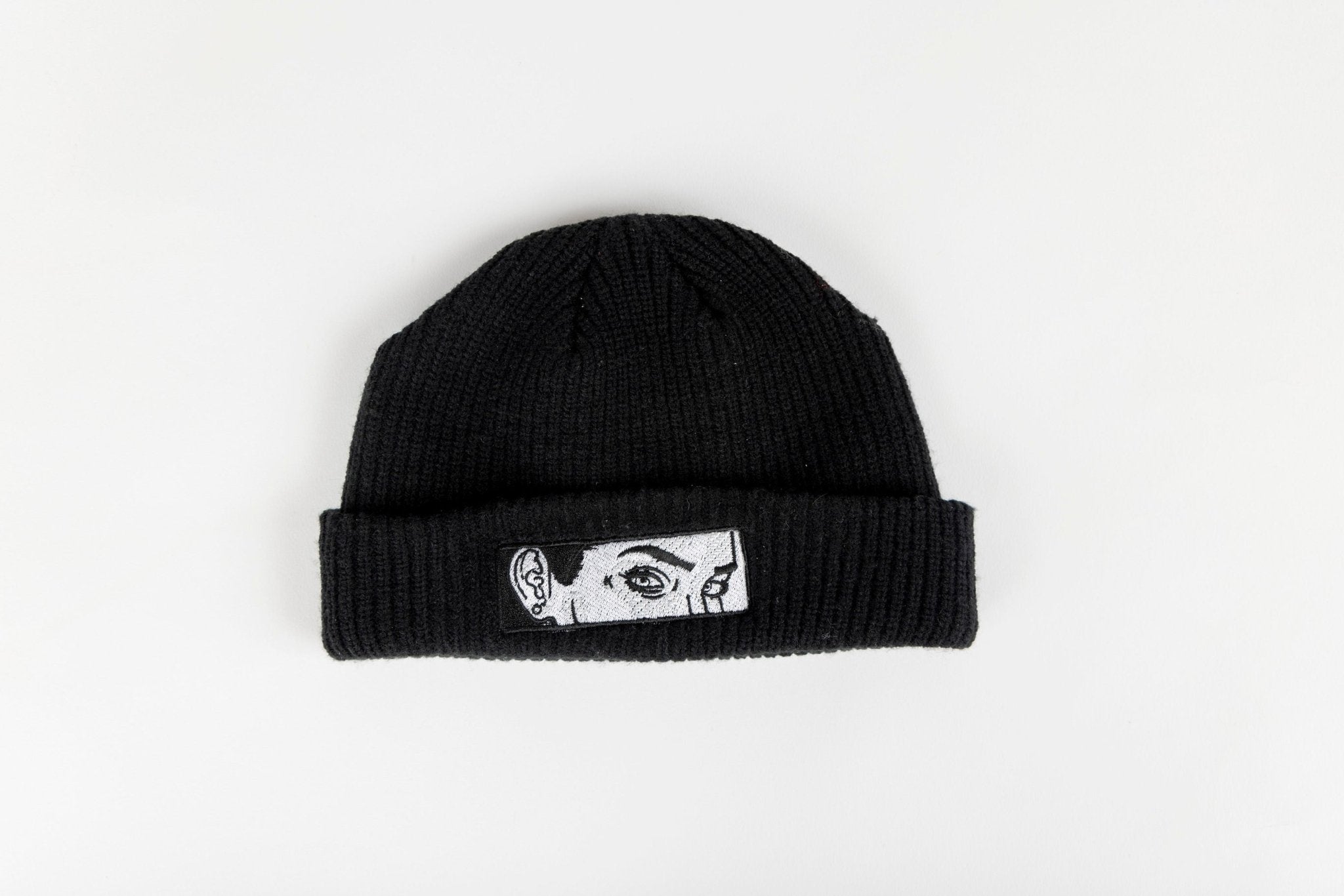 🎁 The stare beanie | black (100% off) - Sachistitch